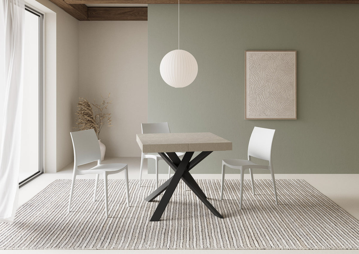 Tavolo allungabile 90x90/194 cm Casaleone cashmere gambe antracite