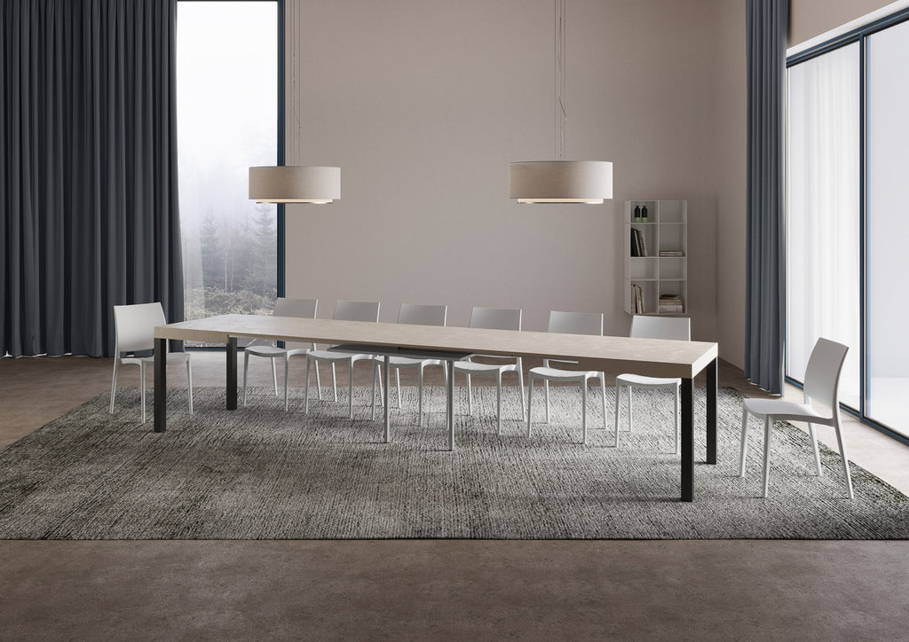 Tavolo allungabile 90x140/400 cm Noventa cashmere gambe antracite
