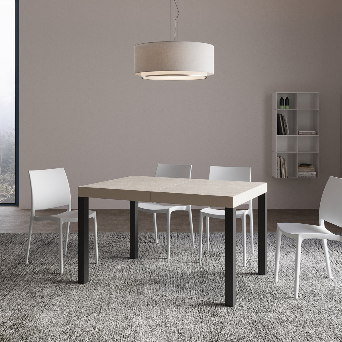 Tavolo allungabile 90x120/224 cm Noventa Premium cashmere gambe antracite