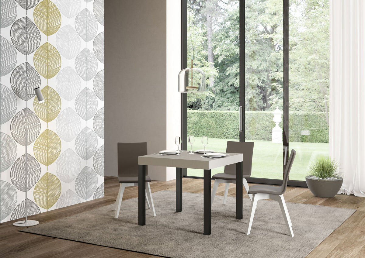 Tavolo allungabile 90x90/246 cm Noventa Premium cashmere gambe antracite