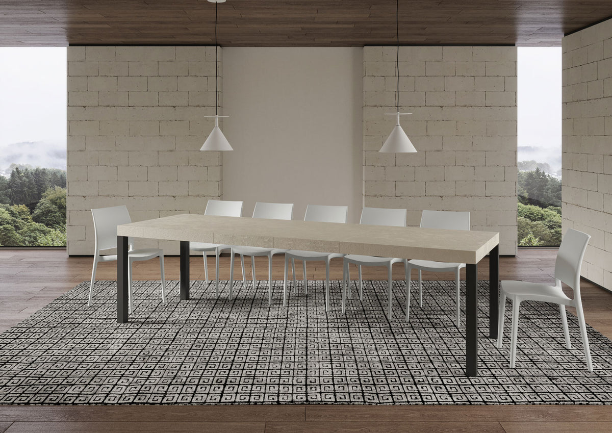 Tavolo allungabile 90x160/420 cm Noventa Premium cashmere gambe antracite