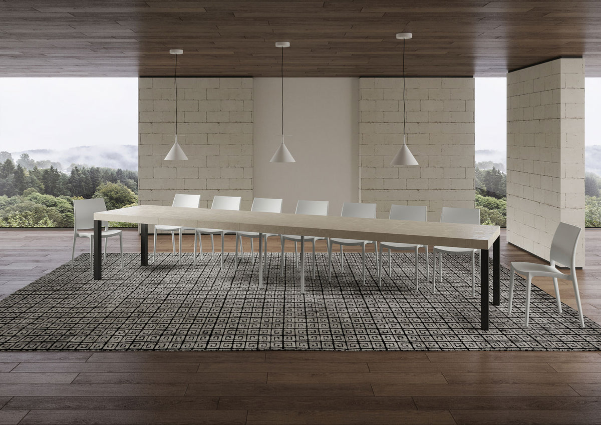 Tavolo allungabile 90x160/420 cm Noventa Premium cashmere gambe antracite