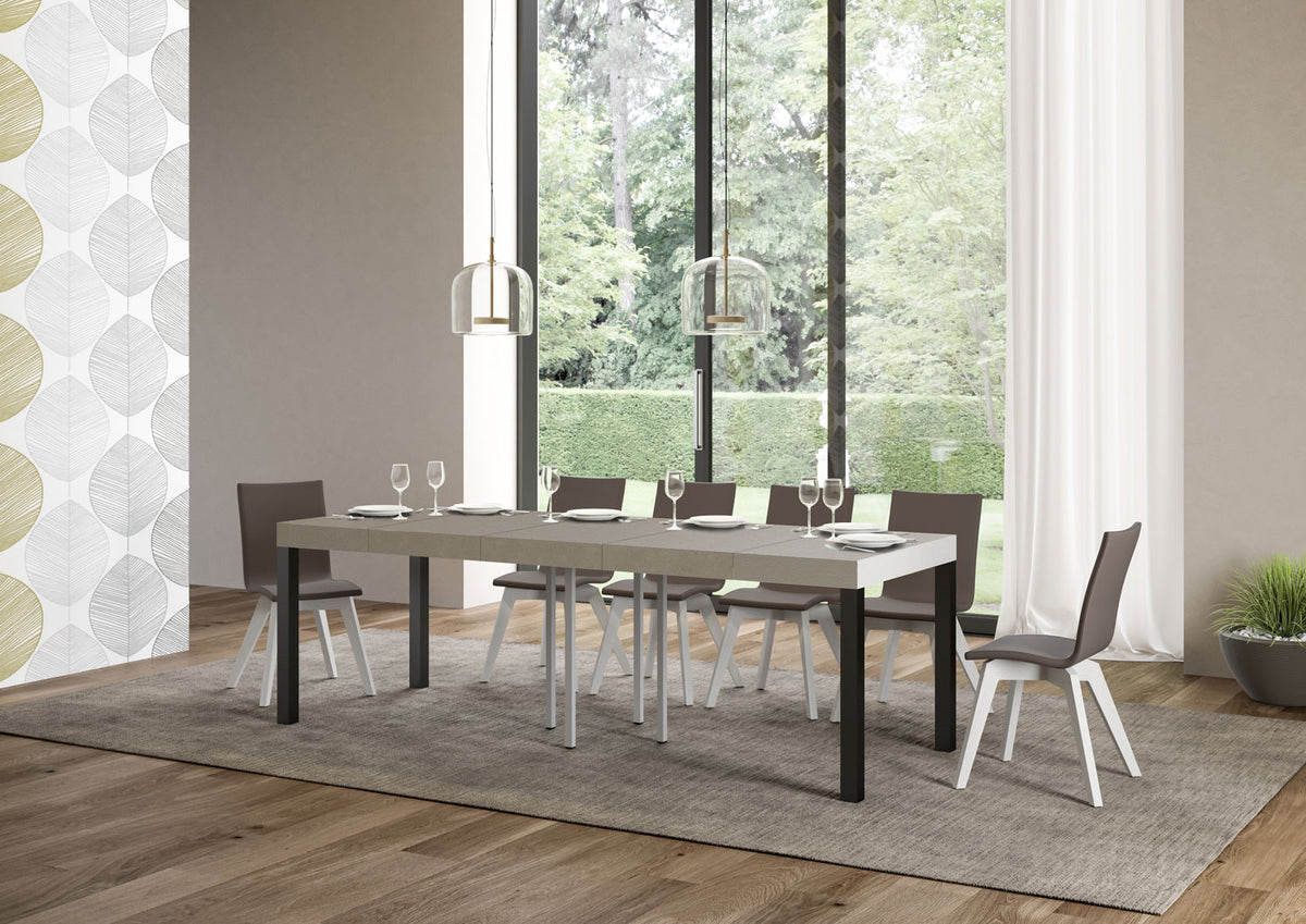 Tavolo allungabile 90x90/246 cm Noventa Premium cashmere gambe antracite