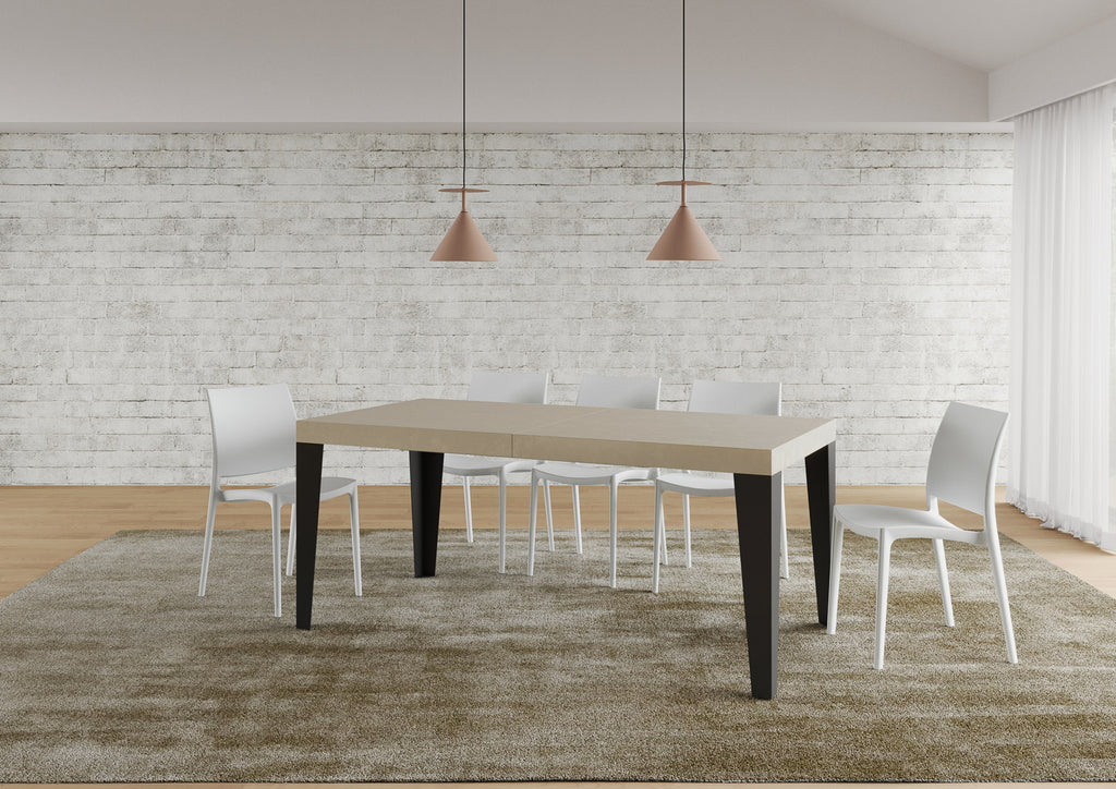 Tavolo allungabile 90x200/304 cm Marcon Premium cashmere gambe antracite