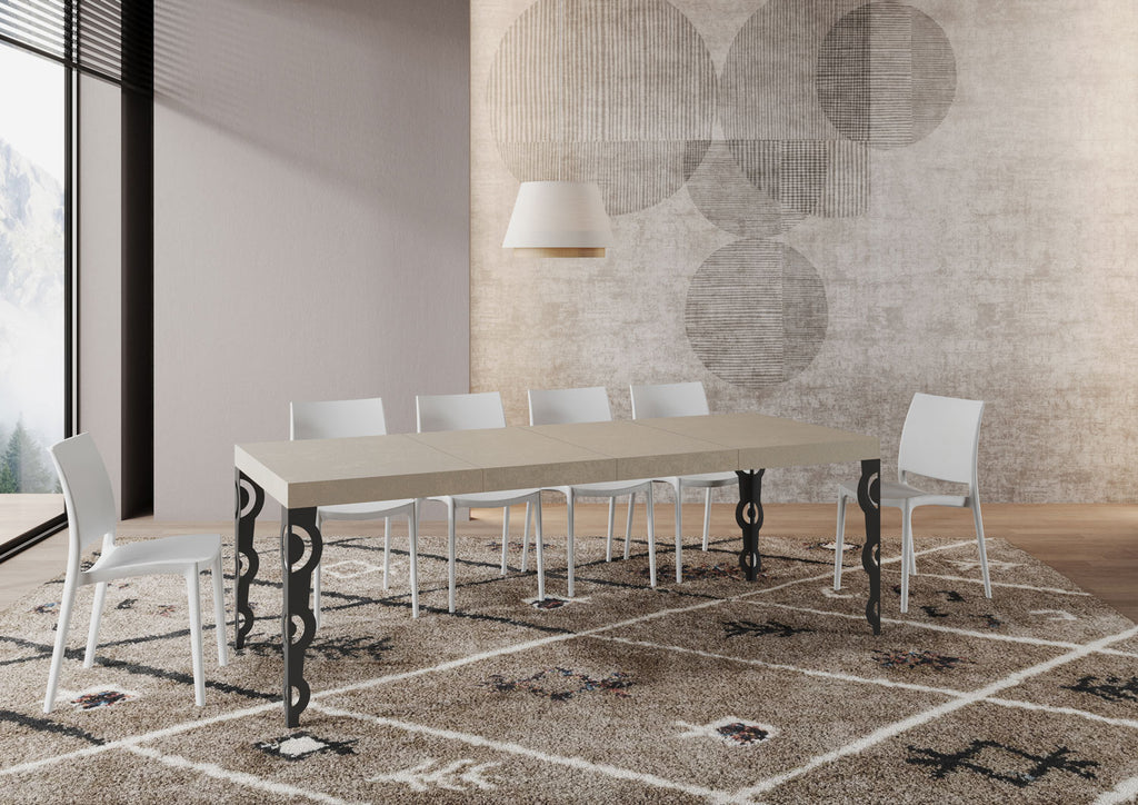 Tavolo allungabile 90x140/400 cm Noale Premium cashmere gambe antracite