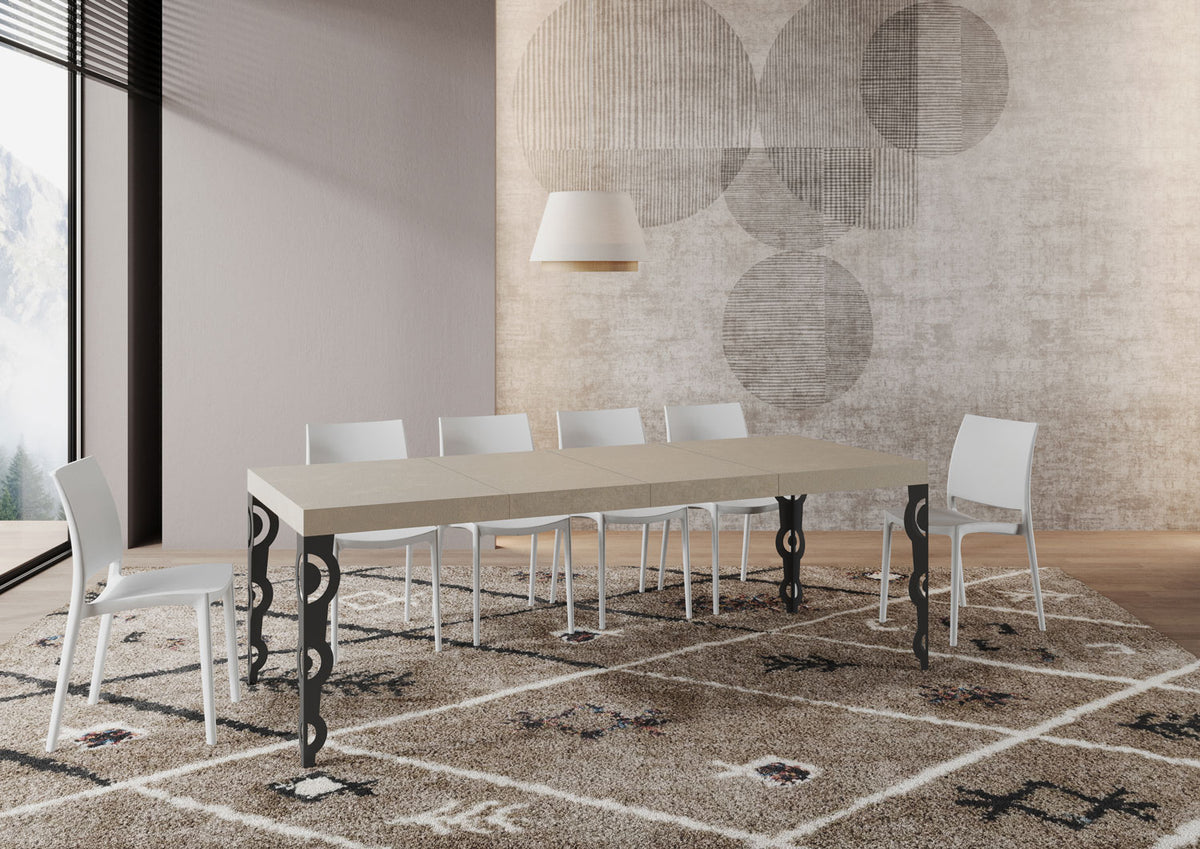 Tavolo allungabile 90x140/400 cm Noale Premium cashmere gambe antracite
