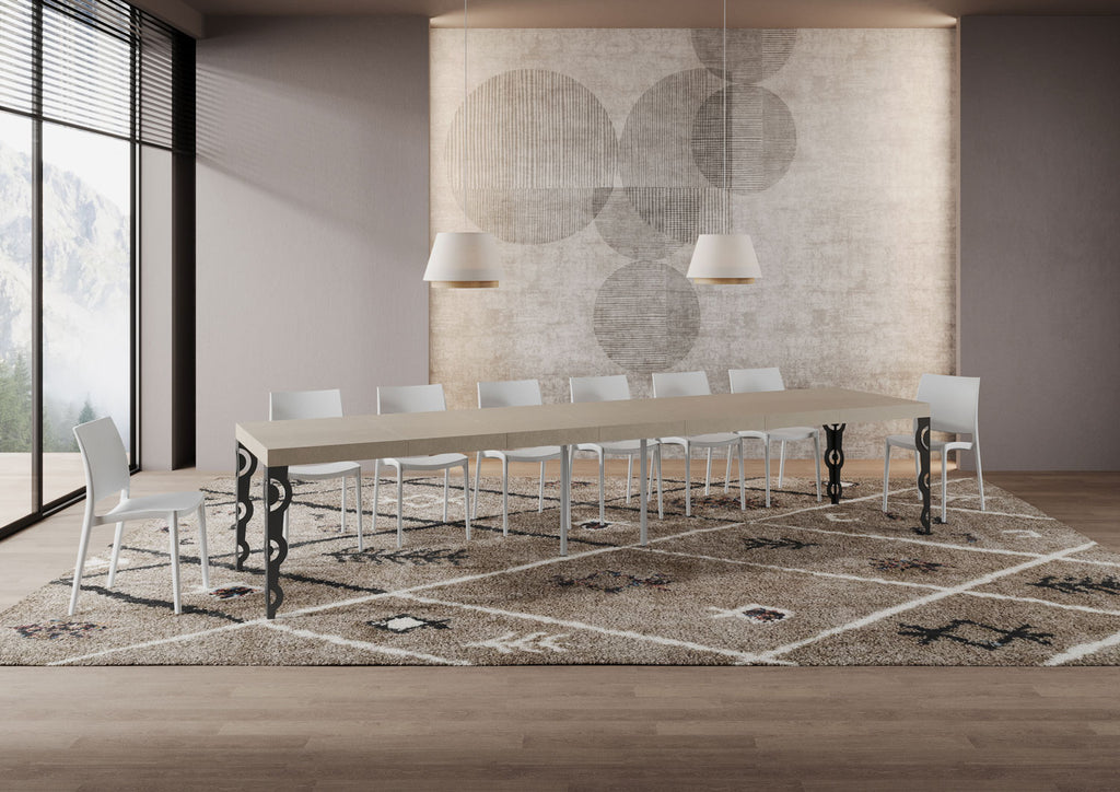 Tavolo allungabile 90x140/400 cm Noale Premium cashmere gambe antracite