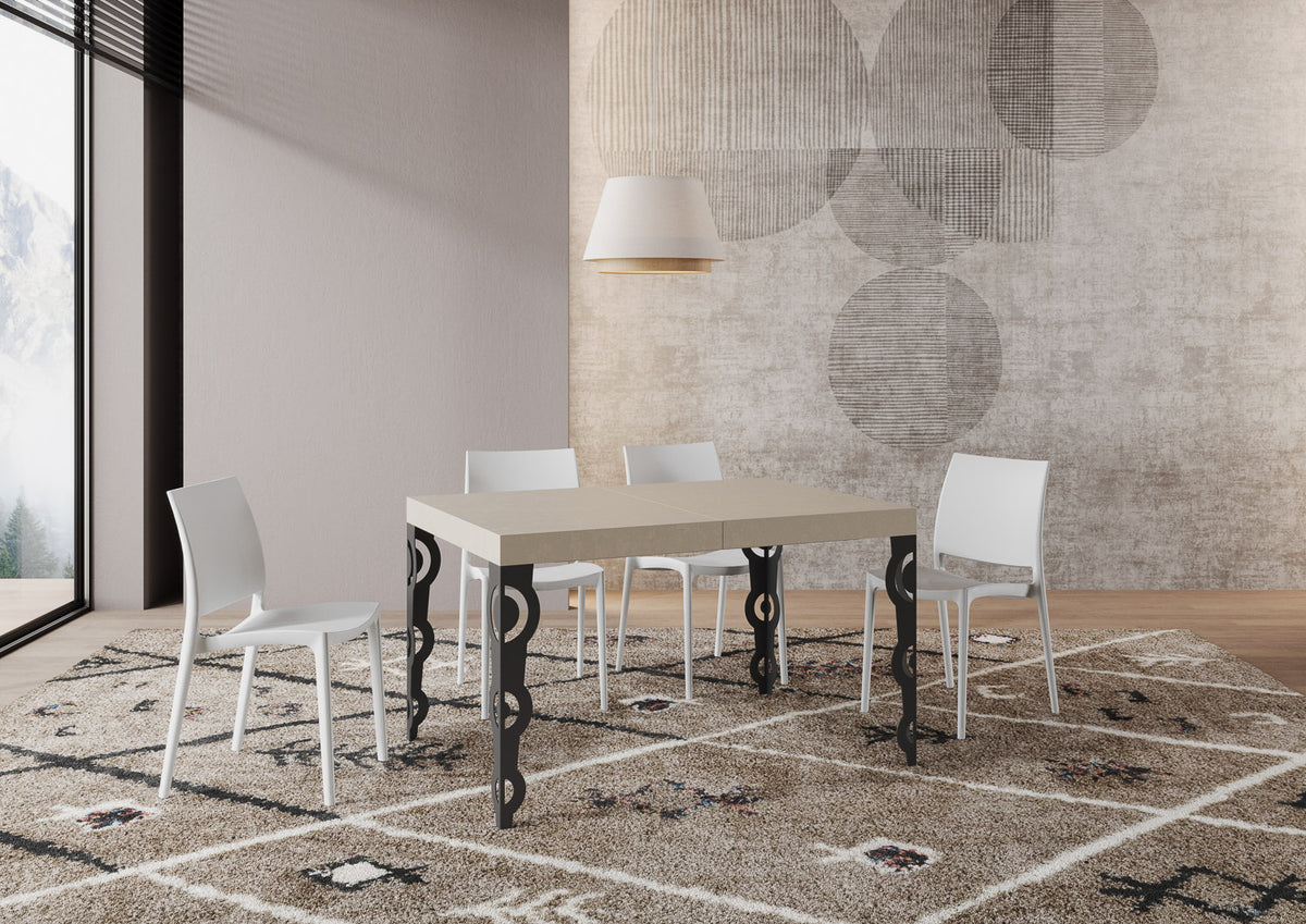 Tavolo allungabile 90x140/400 cm Noale Premium cashmere gambe antracite