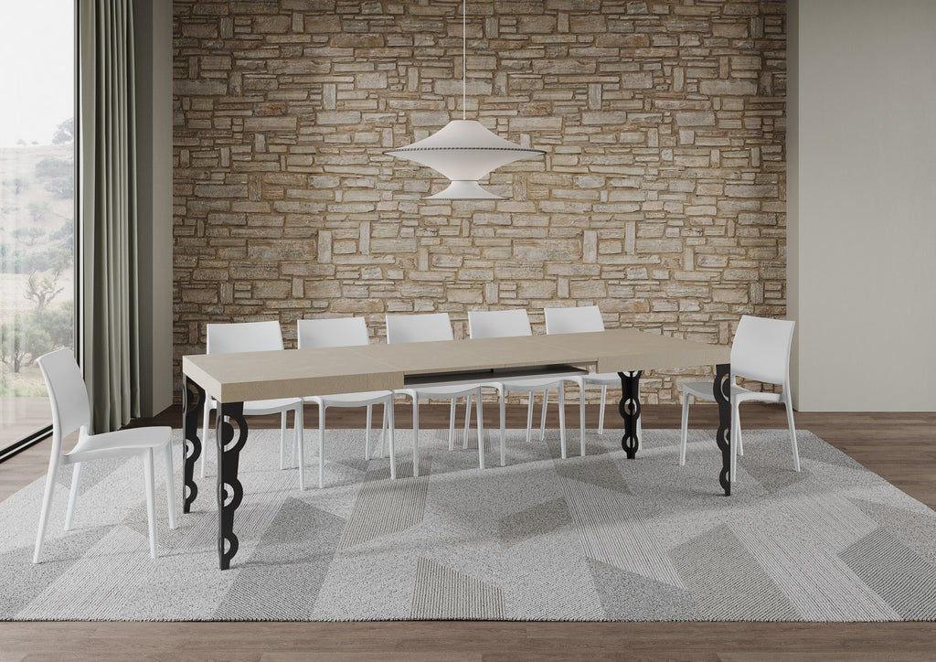 Tavolo allungabile 90x160/264 cm Noale cashmere gambe antracite