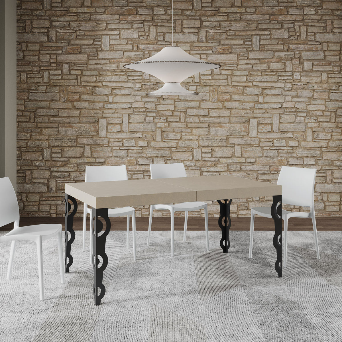 Tavolo allungabile 90x160/264 cm Noale cashmere gambe antracite