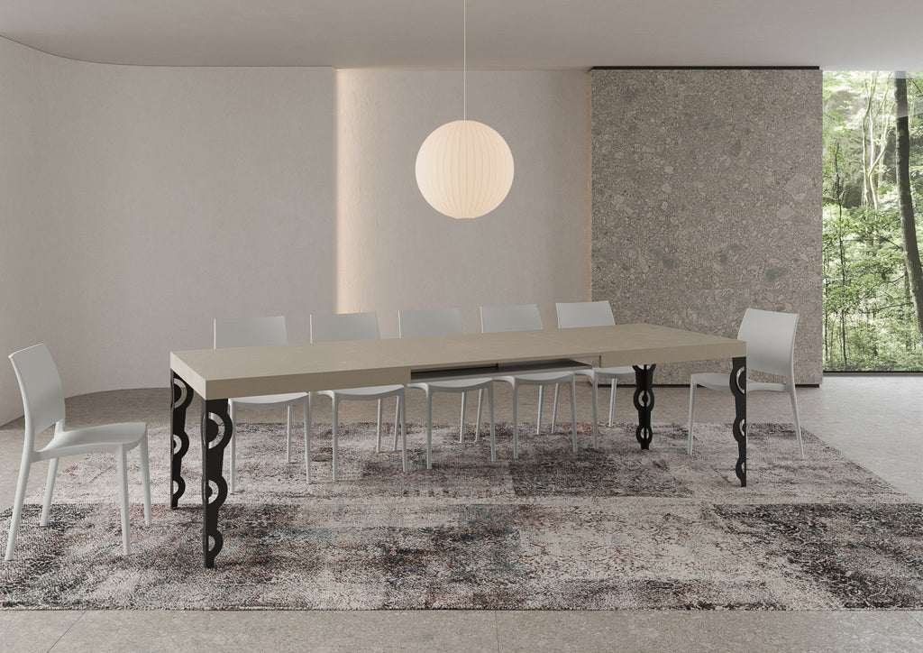 Tavolo allungabile 90x180/440 cm Noale cashmere gambe antracite