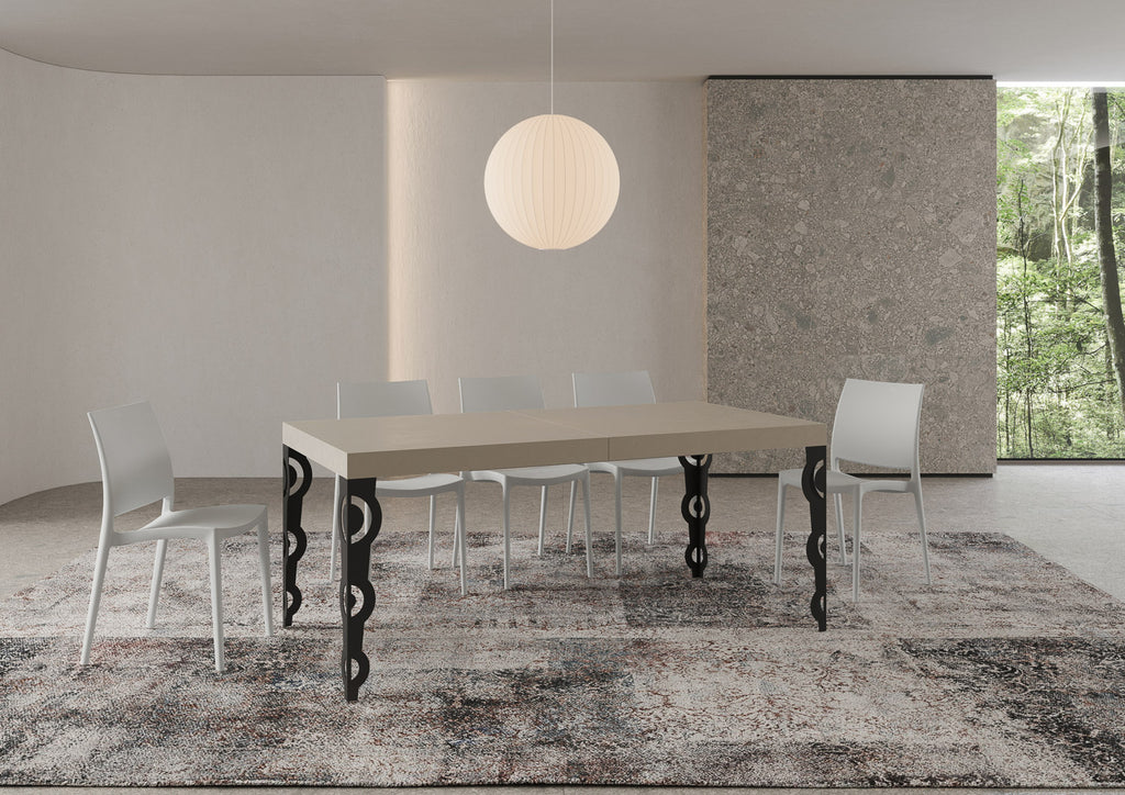 Tavolo allungabile 90x180/440 cm Noale cashmere gambe antracite