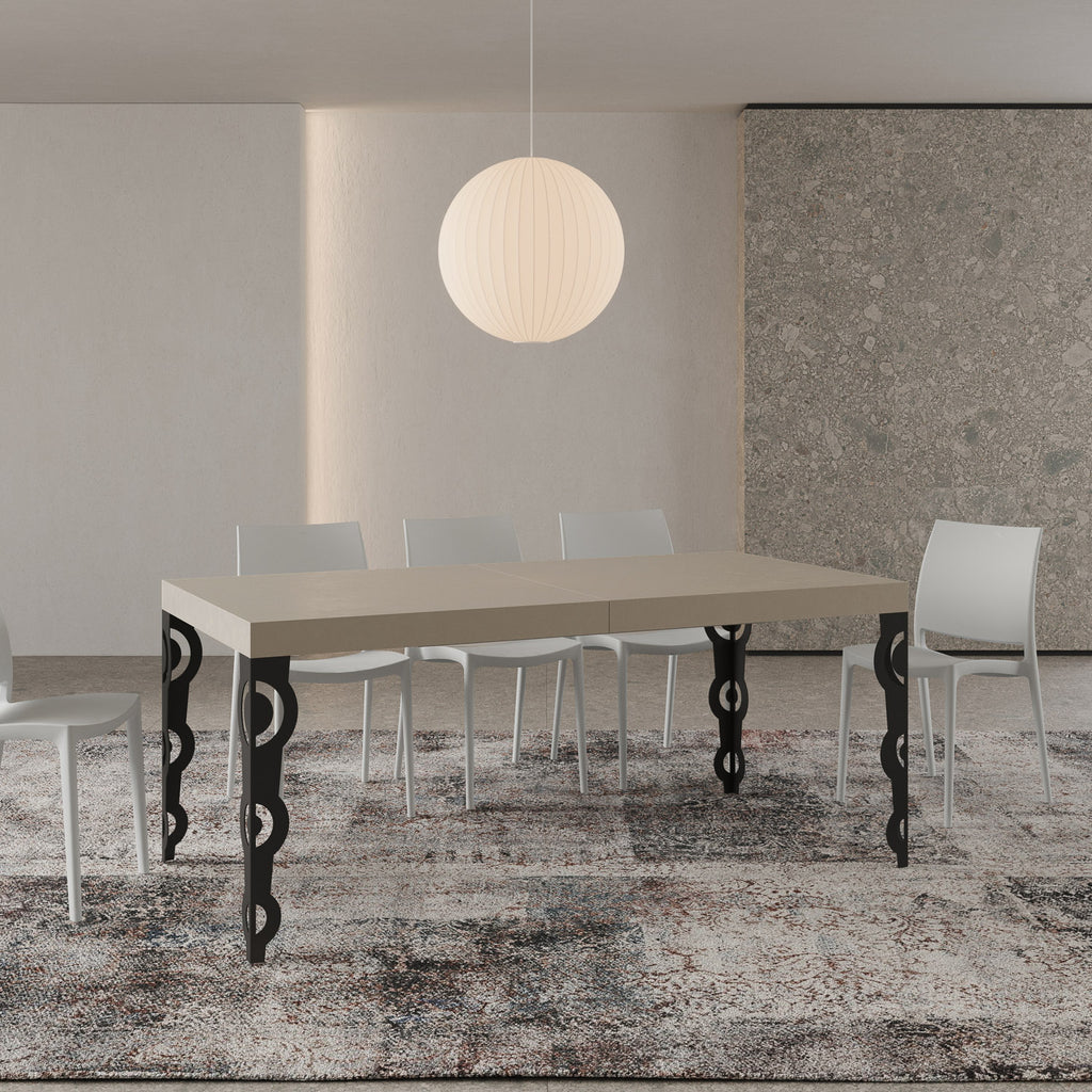 Tavolo allungabile 90x180/440 cm Noale cashmere gambe antracite