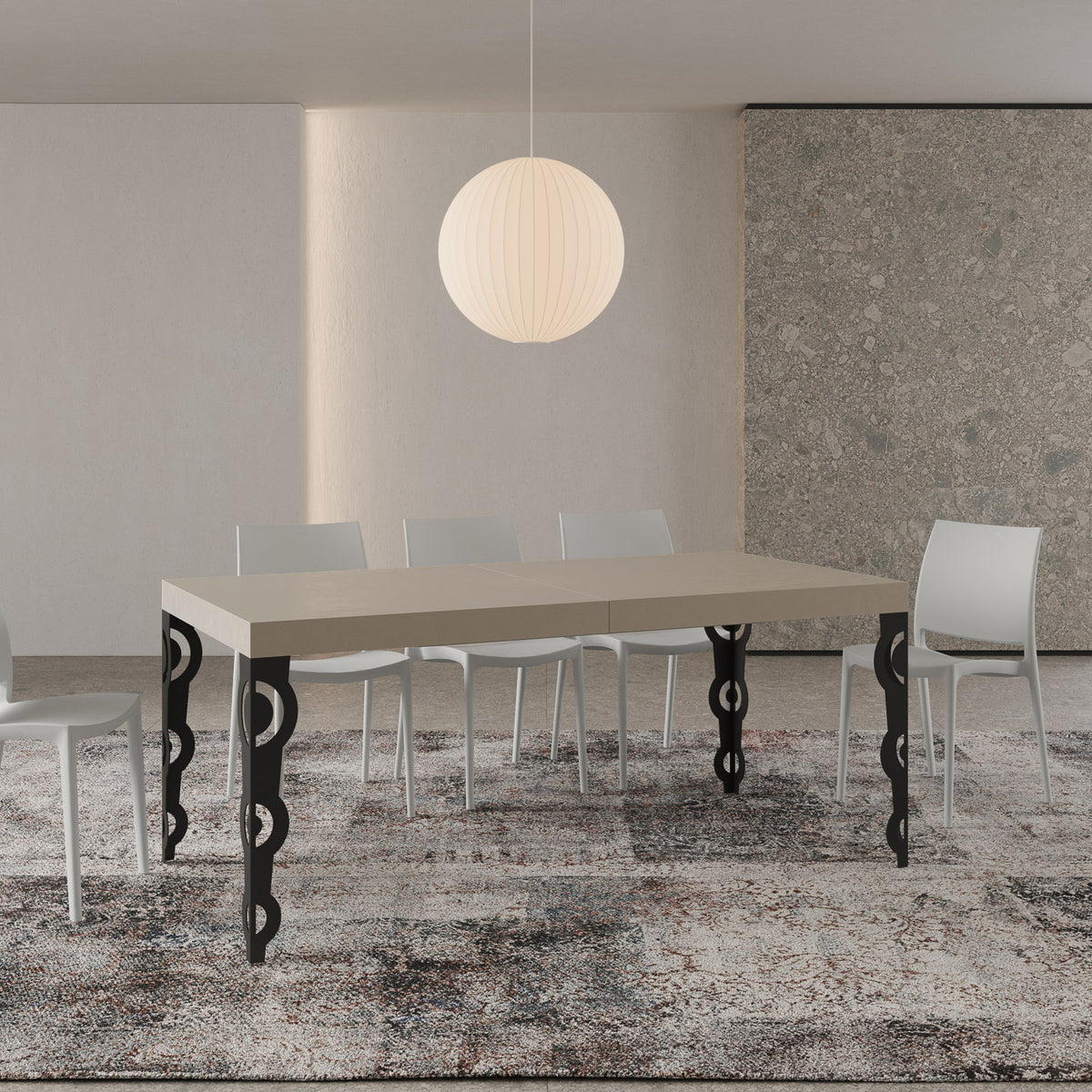 Tavolo allungabile 90x180/440 cm Noale cashmere gambe antracite