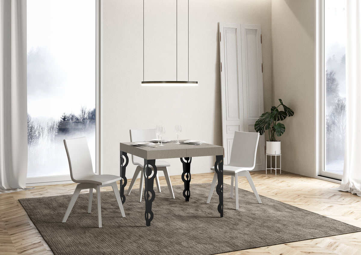 Tavolo allungabile 90x90/246 cm Noale Premium cashmere gambe antracite