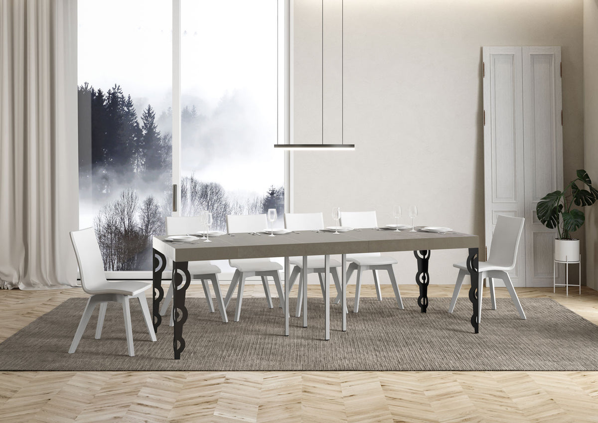 Tavolo allungabile 90x90/246 cm Noale Premium cashmere gambe antracite
