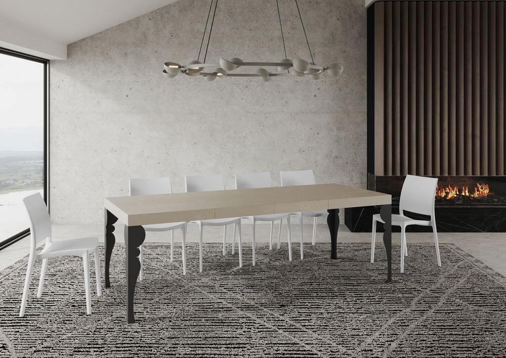 Tavolo allungabile 90x140/400 cm Mira Premium cashmere gambe antracite