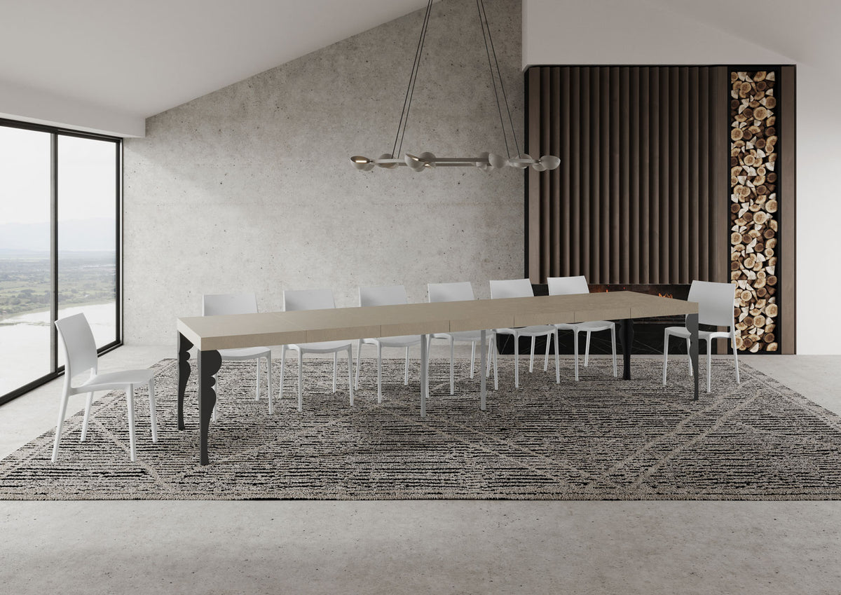 Tavolo allungabile 90x140/400 cm Mira Premium cashmere gambe antracite