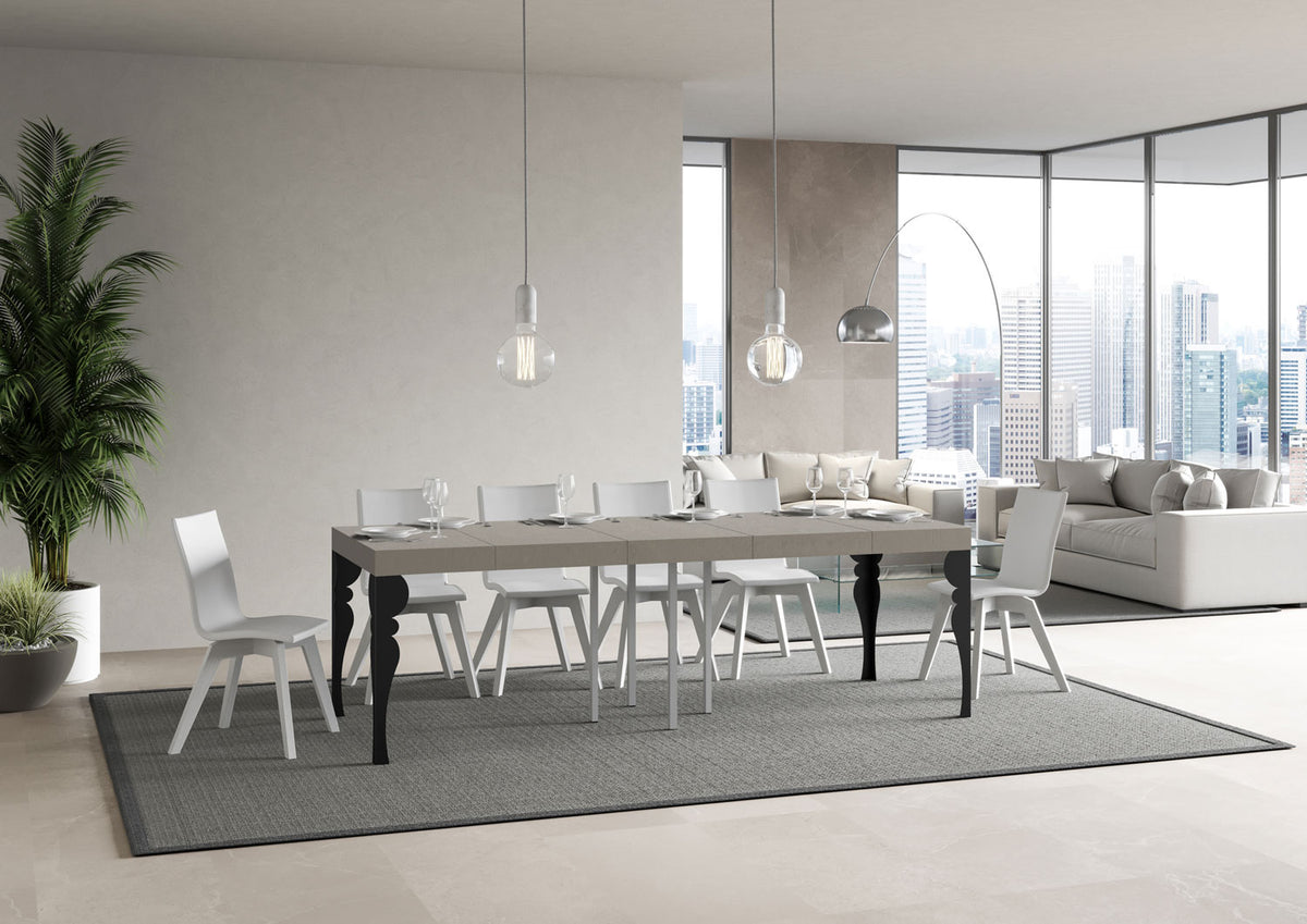 Tavolo allungabile 90x90/246 cm Mira Premium cashmere gambe antracite