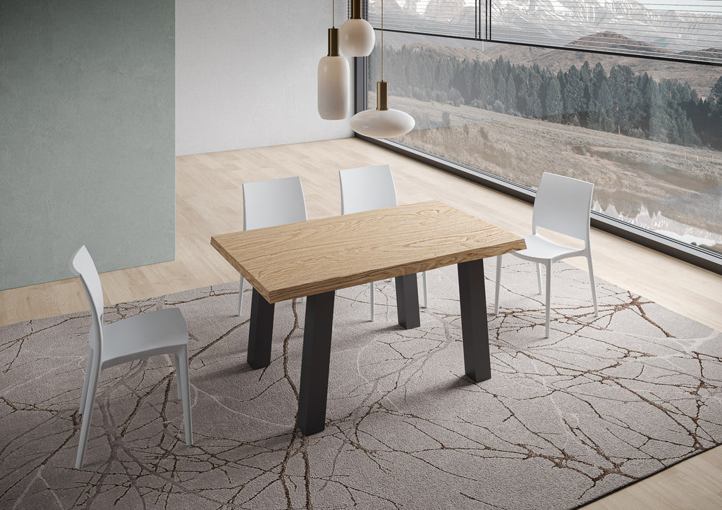 Tavolo allungabile 160/210x90 cm Pozzoleone rovere scortecciato gambe antracite