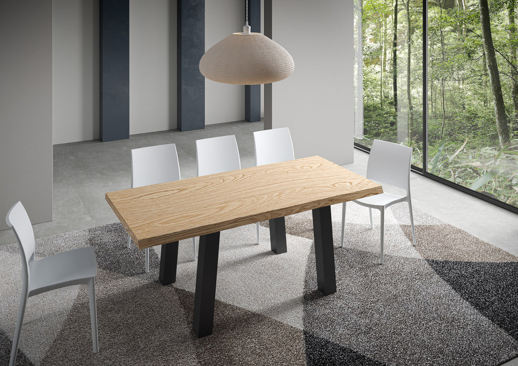 Tavolo allungabile 180/230x90 cm Pozzoleone rovere scortecciato gambe antracite