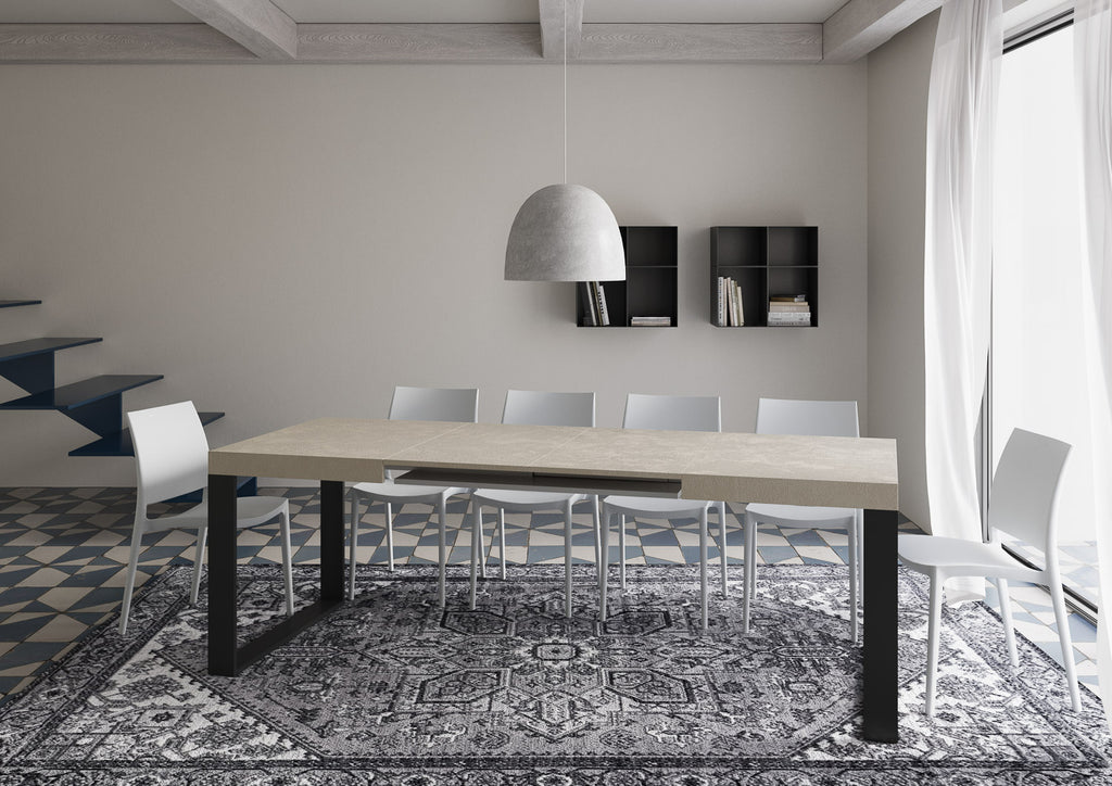 Tavolo allungabile 90x140/400 cm Pieve cashmere gambe antracite