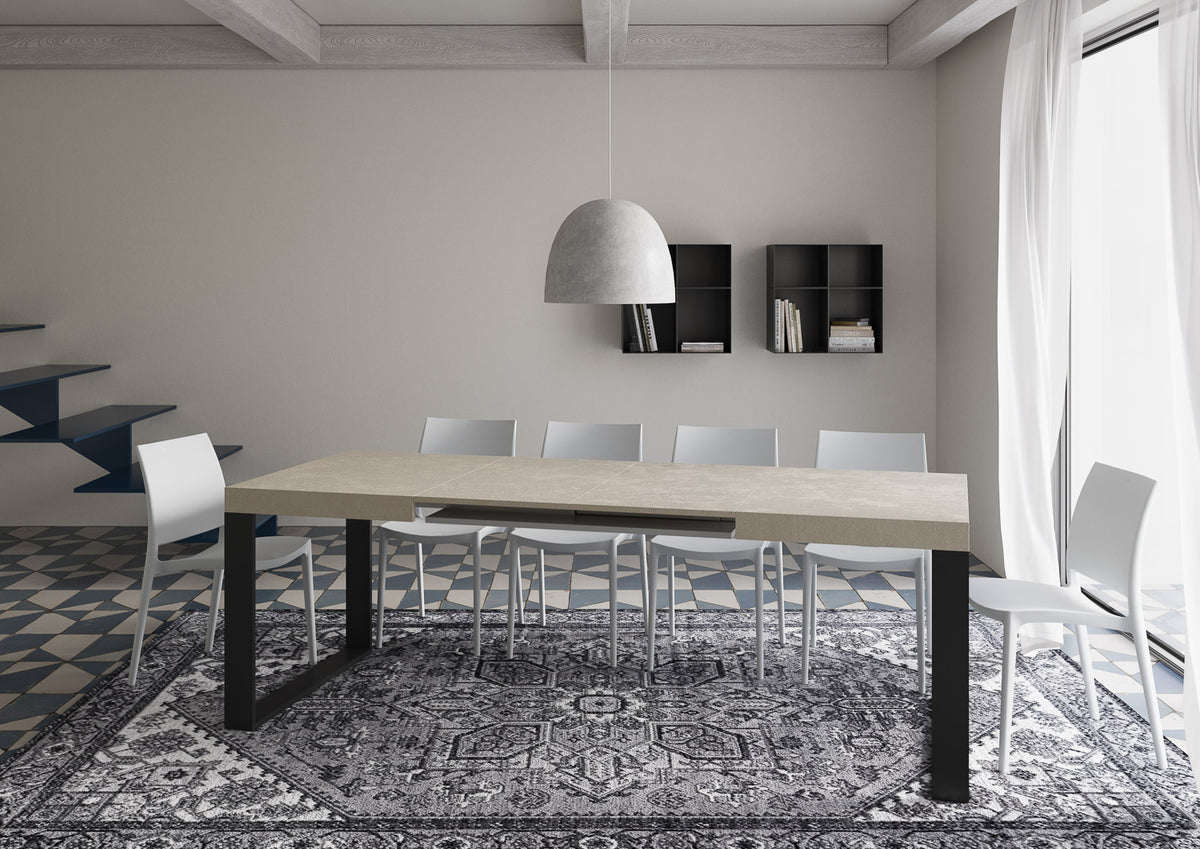 Tavolo allungabile 90x140/400 cm Pieve cashmere gambe antracite