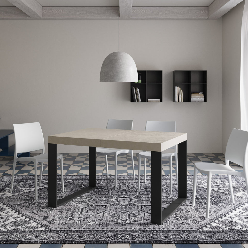 Tavolo allungabile 90x140/400 cm Pieve cashmere gambe antracite