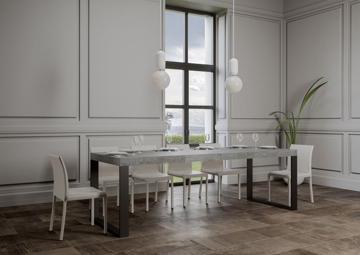 Tavolo allungabile 90x130/234 cm Pieve Premium Cemento telaio Antracite
