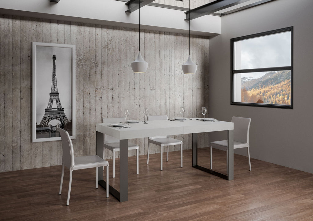 Tavolo allungabile 90x160/264 cm Pieve Bianco Frassino telaio Antracite