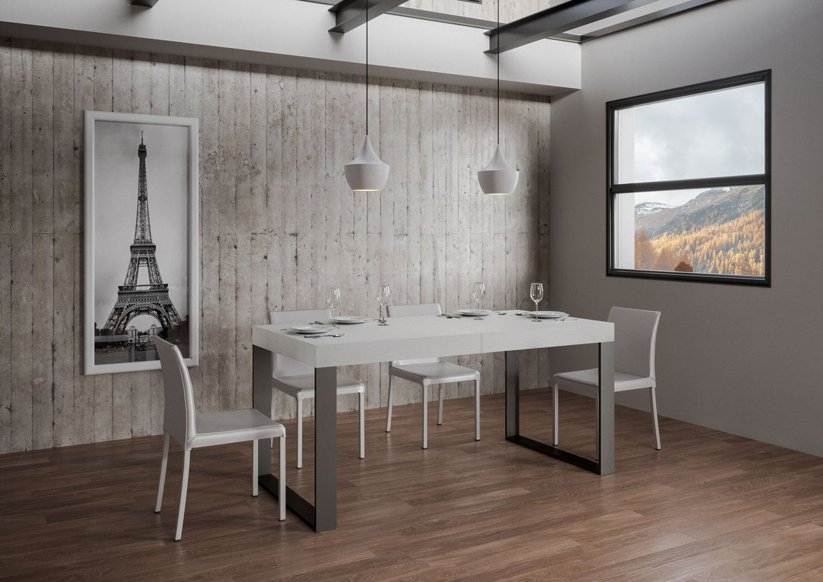 Tavolo allungabile 90x160/264 cm Pieve Bianco Frassino telaio Antracite