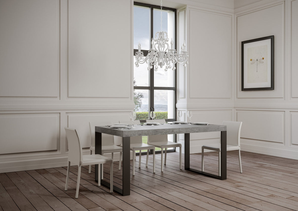 Tavolo allungabile 90x180/284 cm Pieve Cemento telaio Antracite