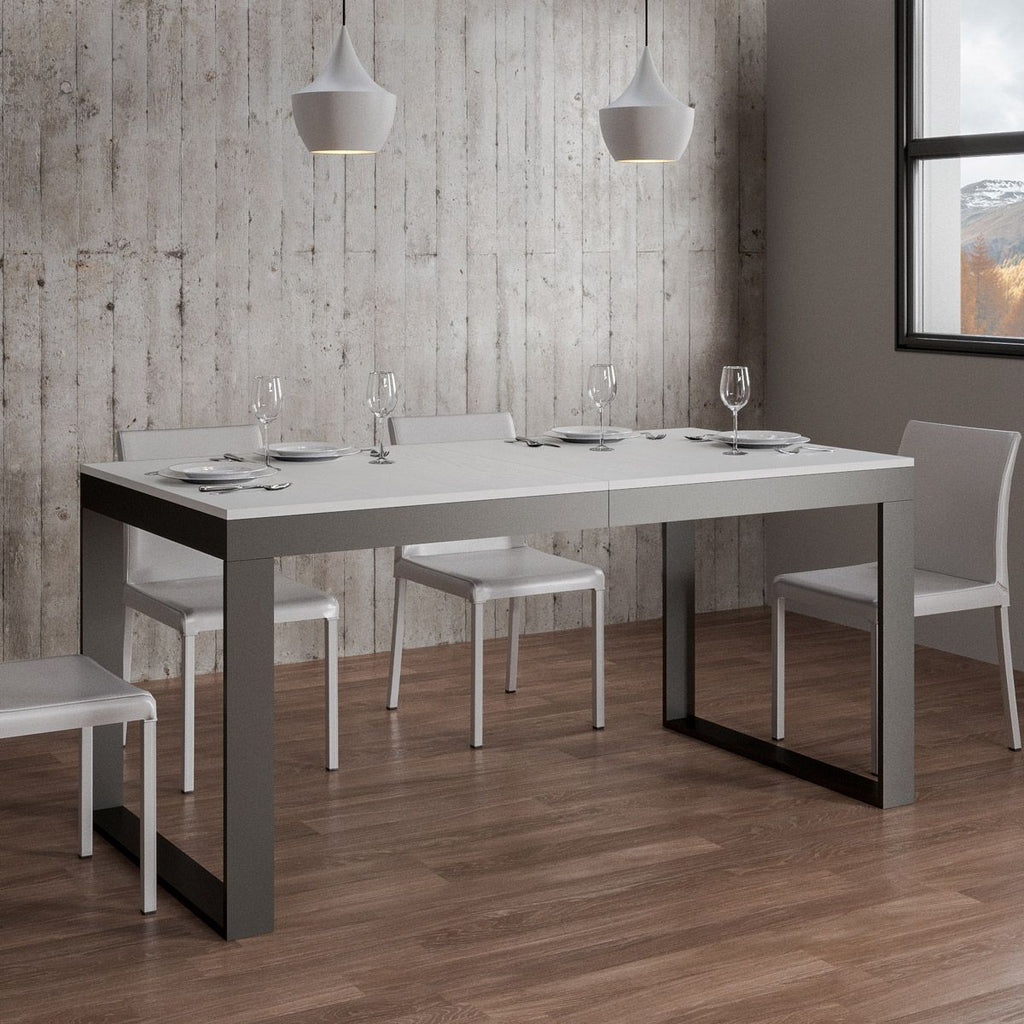 Tavolo allungabile 90x160/264 cm Pieve Evolution Bianco Frassino telaio Antracite