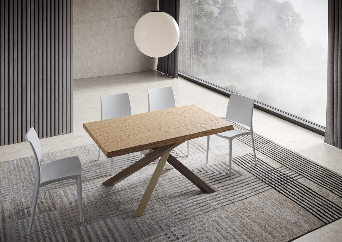 Tavolo allungabile 140/190x90 cm Castelminio rovere scortecciato gambe multicolore 4/C