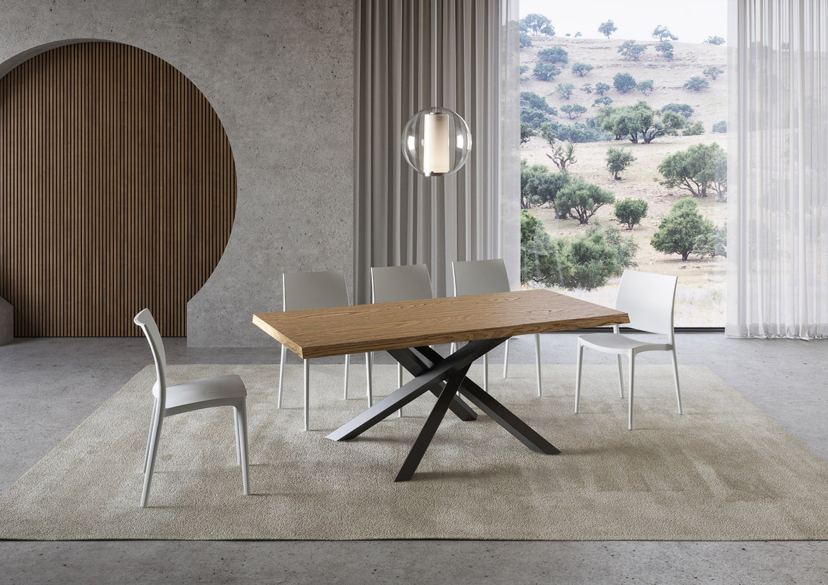 Tavolo allungabile 180/230x90 cm Castelminio rovere scortecciato gambe antracite