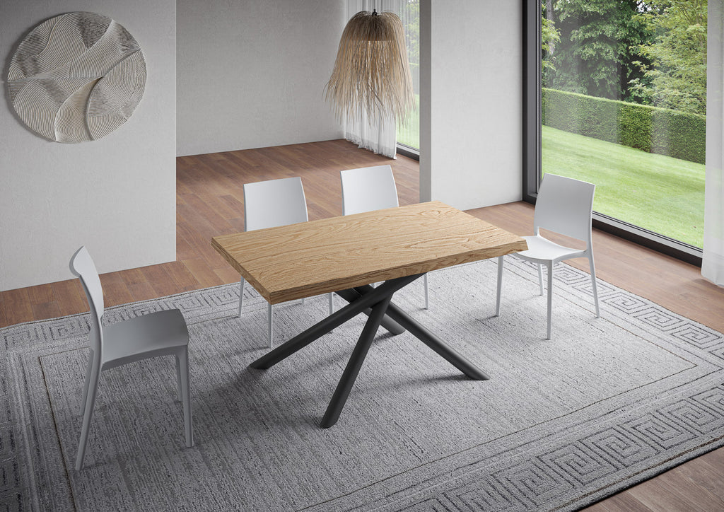 Tavolo fisso 140x90 cm Lido rovere scortecciato gambe antracite