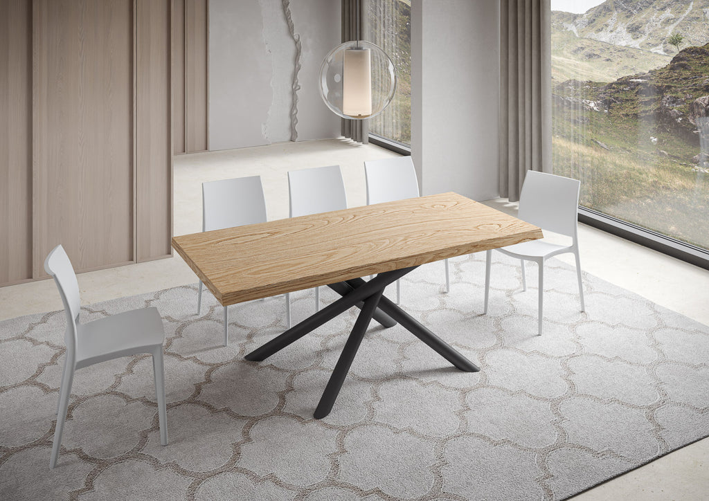Tavolo allungabile 200/250x90 cm Lido rovere scortecciato gambe antracite
