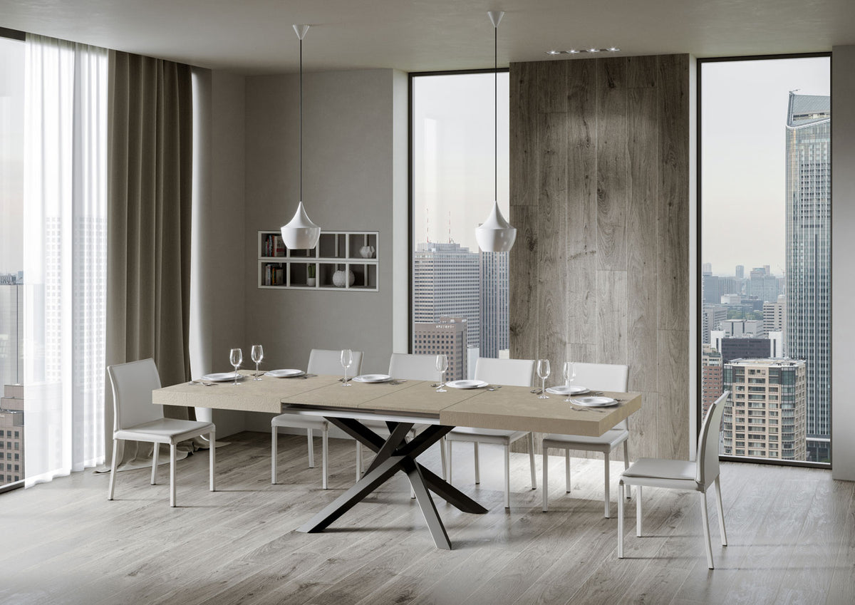 Tavolo allungabile 90x200/304 cm Affi cashmere gambe antracite