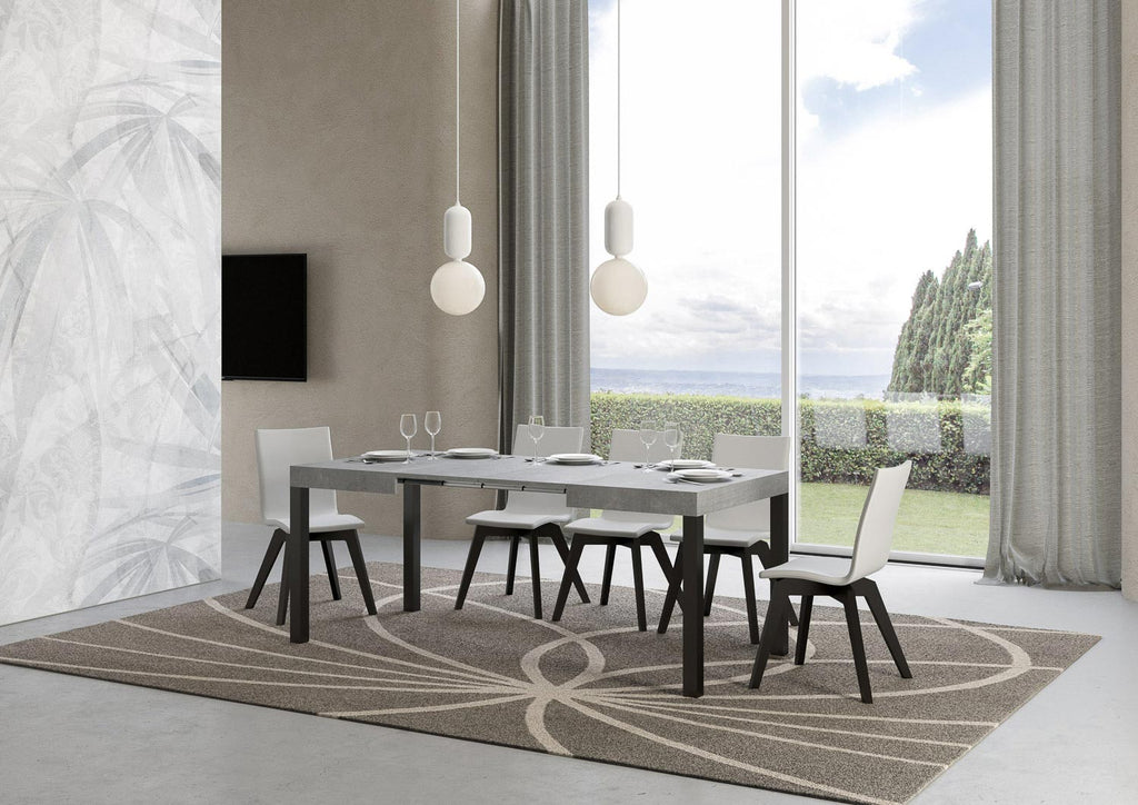 Tavolo allungabile 80x120/204 cm Noventa Cemento telaio Antracite