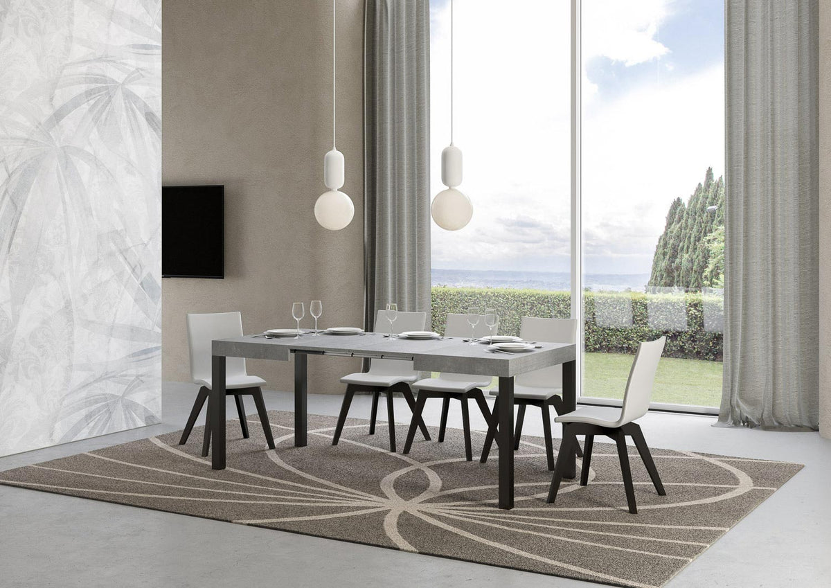 Tavolo allungabile 80x120/204 cm Noventa Cemento telaio Antracite