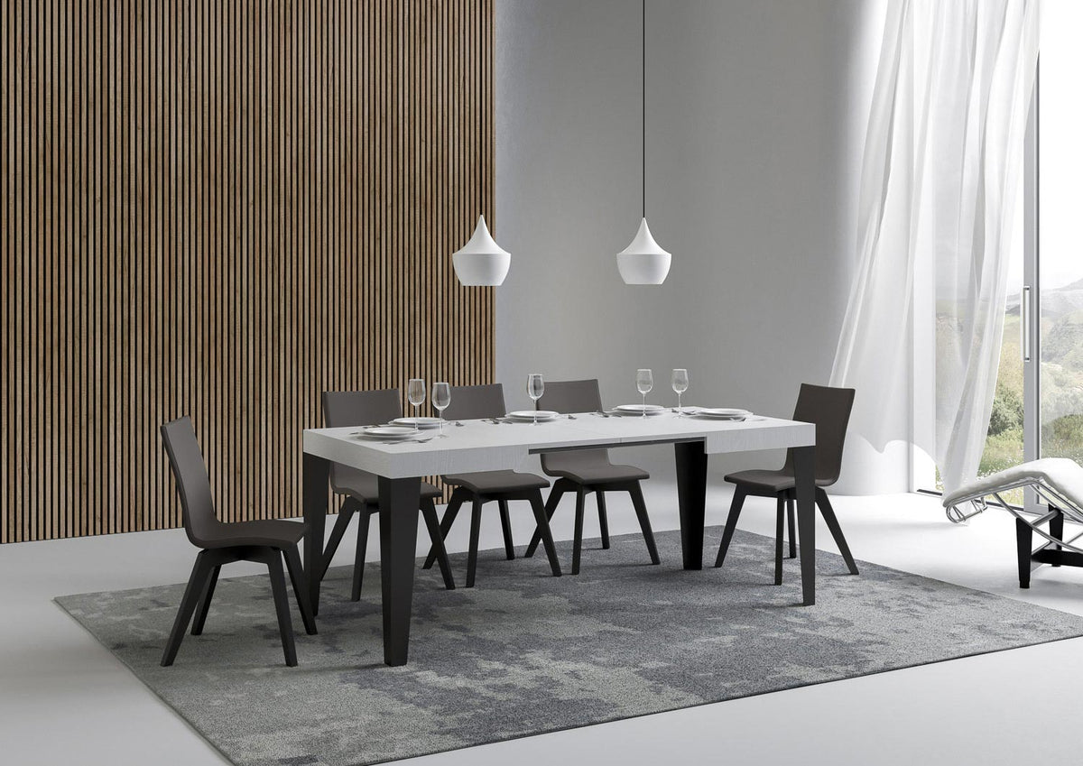 Tavolo allungabile 80x120/204 cm Marcon Bianco Frassino telaio Antracite