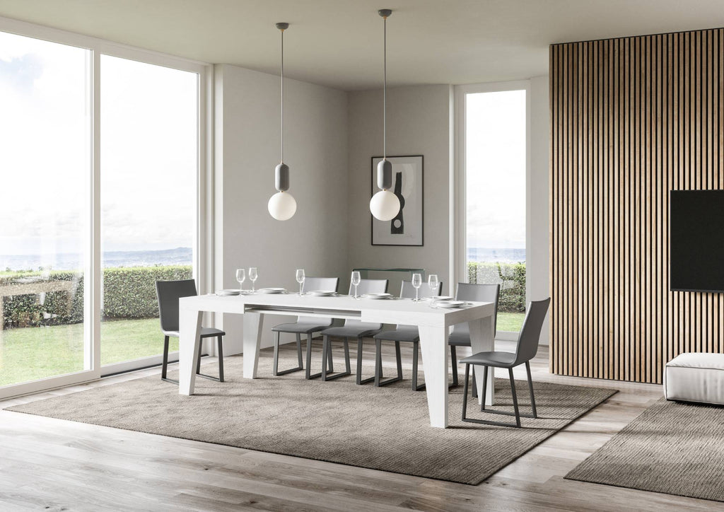 Tavolo allungabile 90x130/390 cm Salzano Bianco Frassino