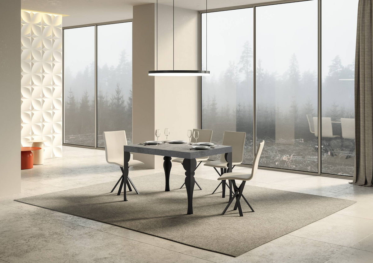 Tavolo allungabile 90x120/224 cm Mira Cemento telaio Antracite