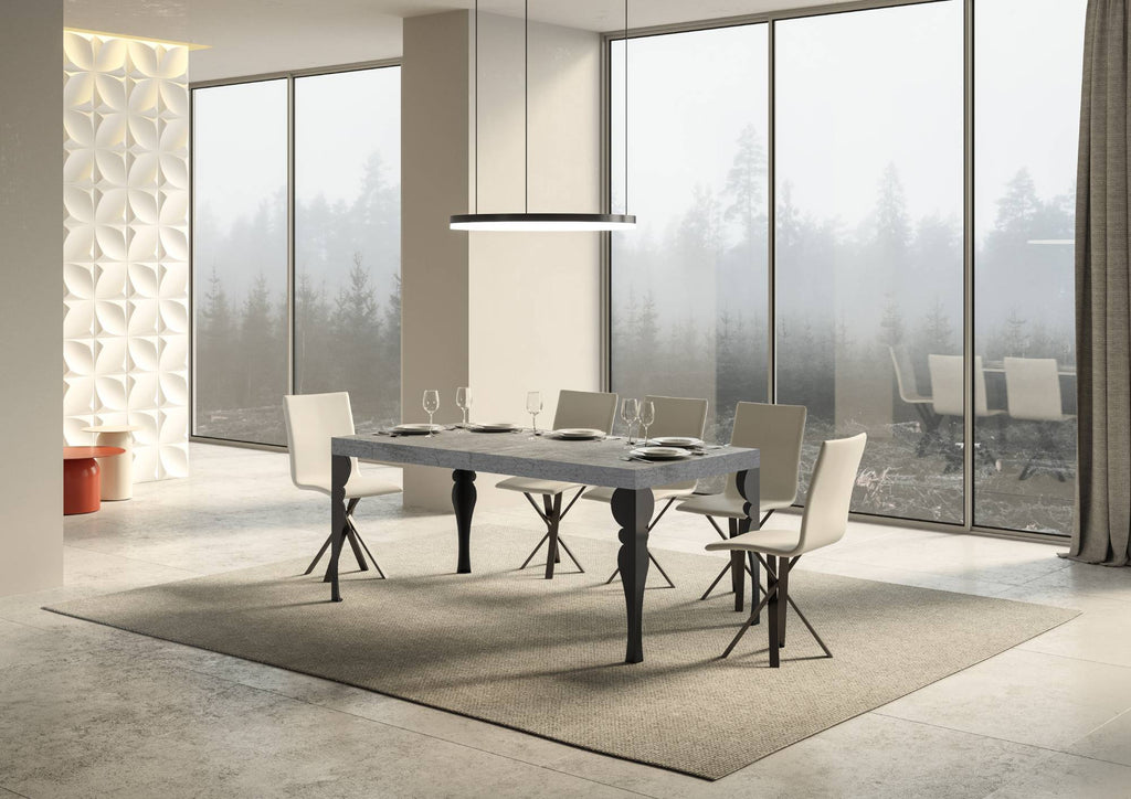 Tavolo allungabile 90x180/284 cm Mira Cemento telaio Antracite