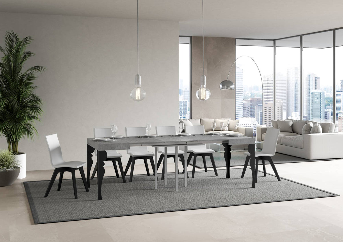 Tavolo allungabile 90x90/246 cm Mira Cemento telaio Antracite