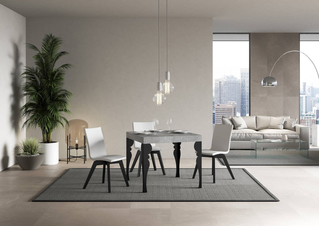 Tavolo allungabile 90x90/246 cm Mira Cemento telaio Antracite