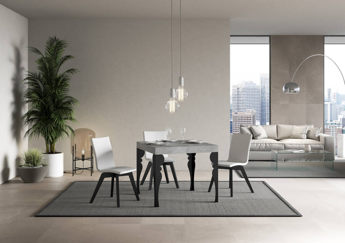 Tavolo allungabile 90x90/246 cm Mira Cemento telaio Antracite