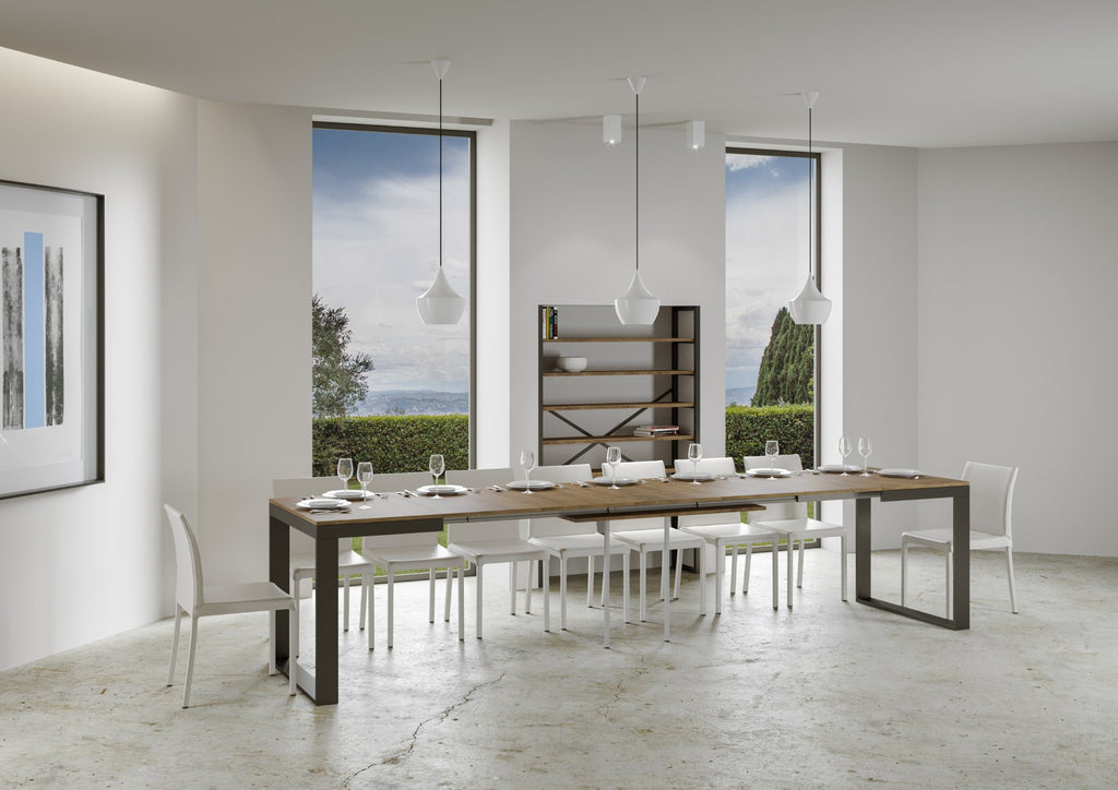 Tavolo allungabile 90x160/420 cm Pieve Evolution Noce telaio Antracite