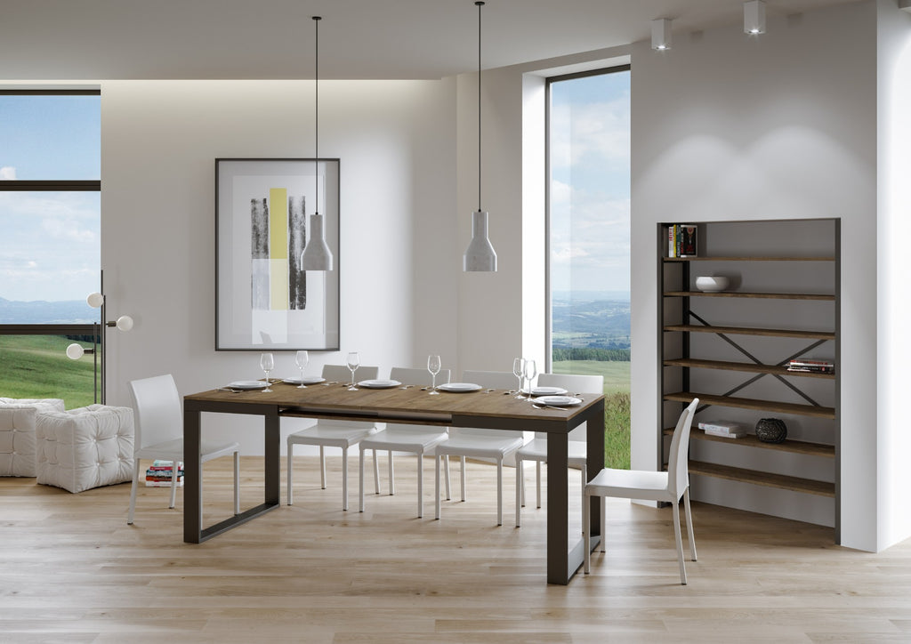 Tavolo allungabile 90x120/380 cm Pieve Evolution Noce telaio Antracite