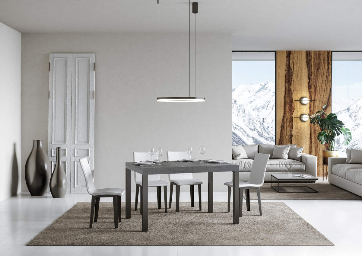 Tavolo allungabile 90x120/224 cm Noventa Cemento telaio Antracite